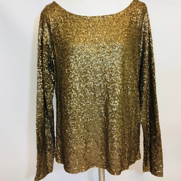 J. Crew women SZ M shimmer sequin long sleeve tee - Picture 2 of 8